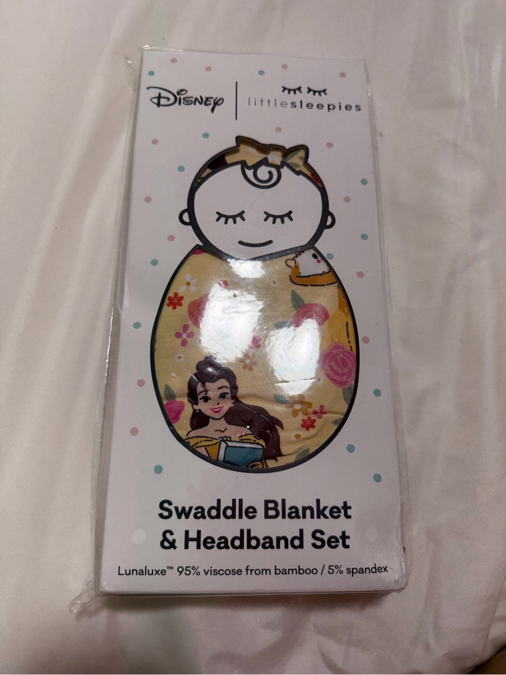 Disney Little Sleepies Yellow Belle Swaddle Blanket & Headband Set